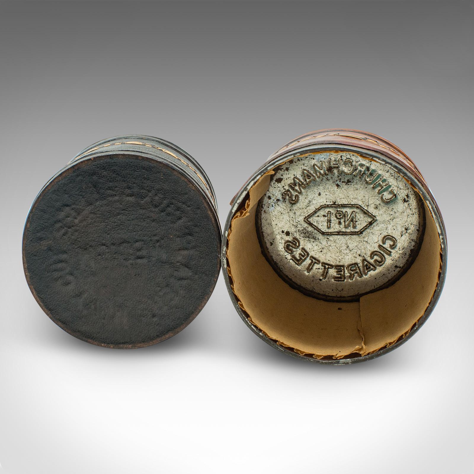 Set di 6 piccoli barattoli antichi, inglesi, in pelle, per sigarette, CIRCA 1920 in vendita 3