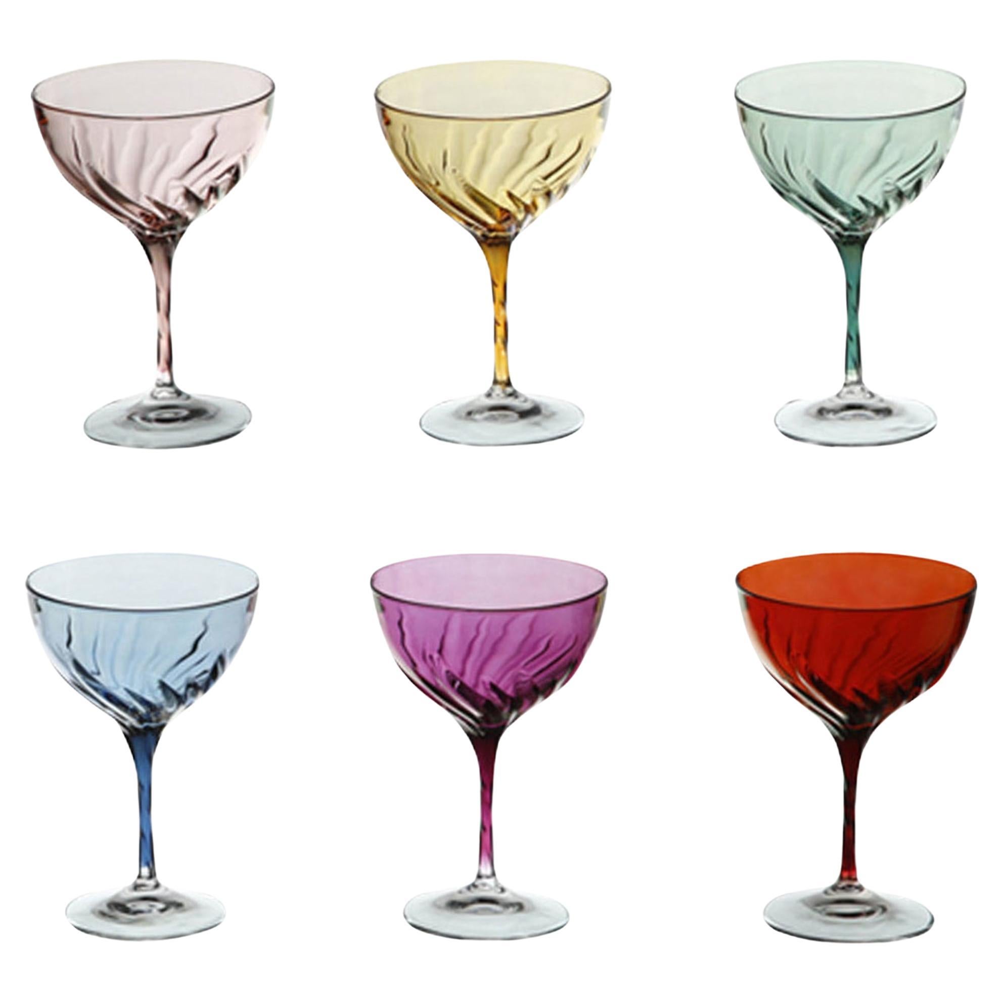 Set of 6 Small Club Champagne Chalices For Sale