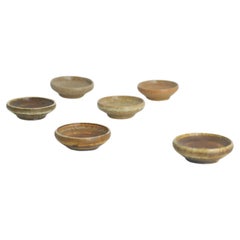 Set of 6 Small Mid-Century Scandinavian Modern Collectible Brown Stoneware Bowls