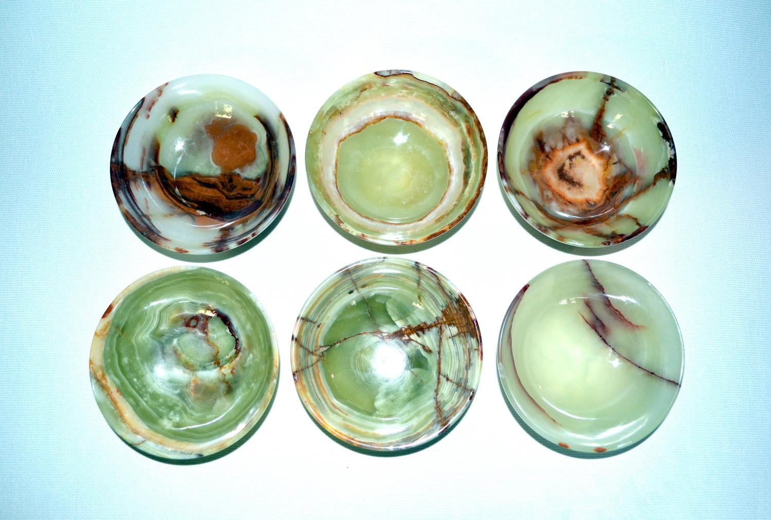 Modern Set of 6 Small Onyx Bowls For Sale
