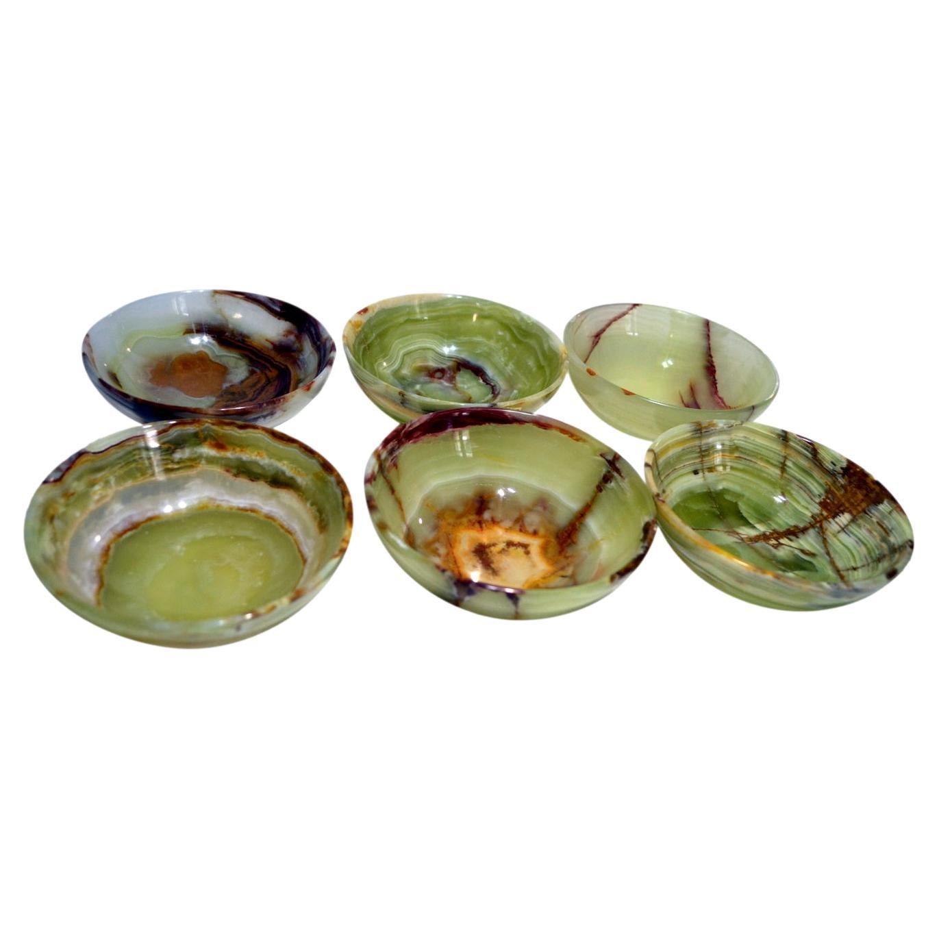 Set of 6 Small Onyx Bowls For Sale