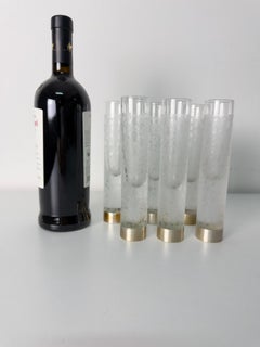 Set of 6 Small Vintage Lead Crystal Glasses With a Silver Base, 1970s
