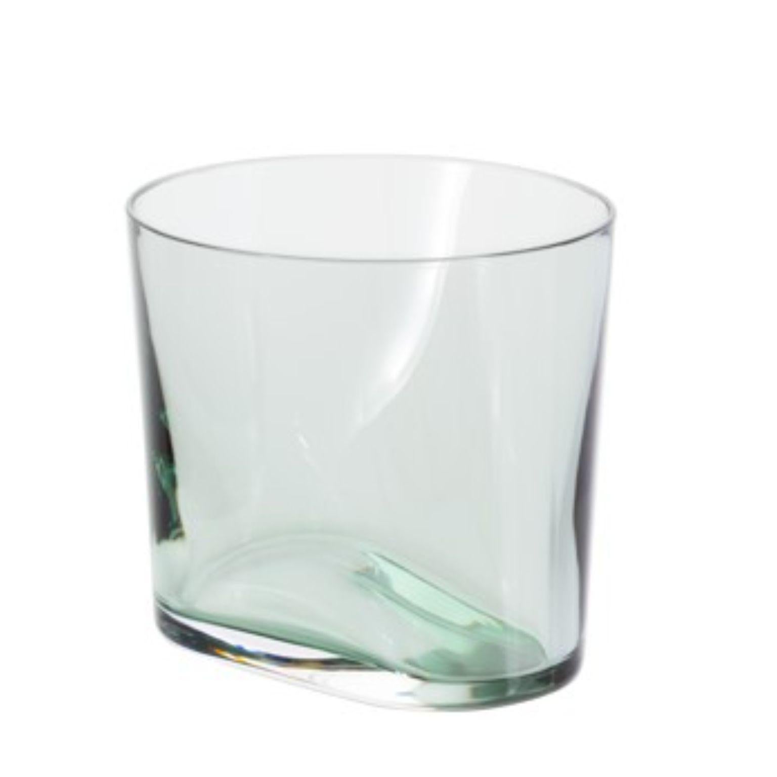Post-Modern Set of 6 Smoke Green Glasses by Pulpo For Sale
