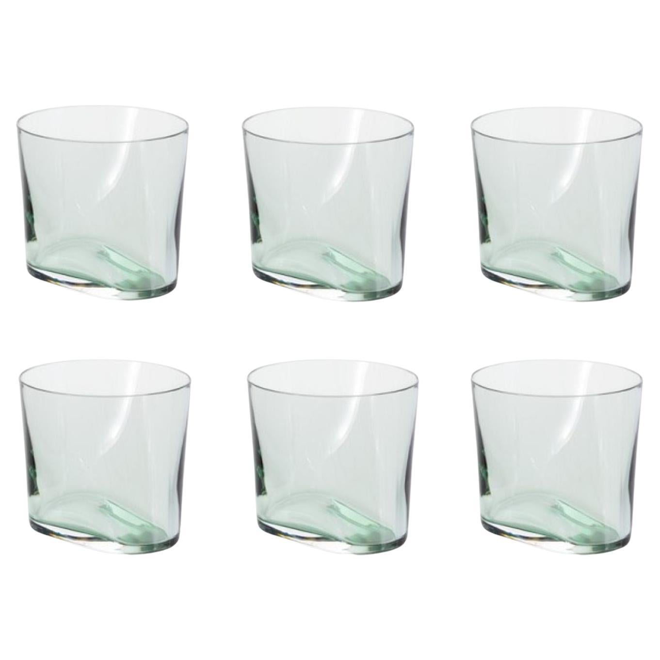 Set of 6 Smoke Green Glasses by Pulpo For Sale