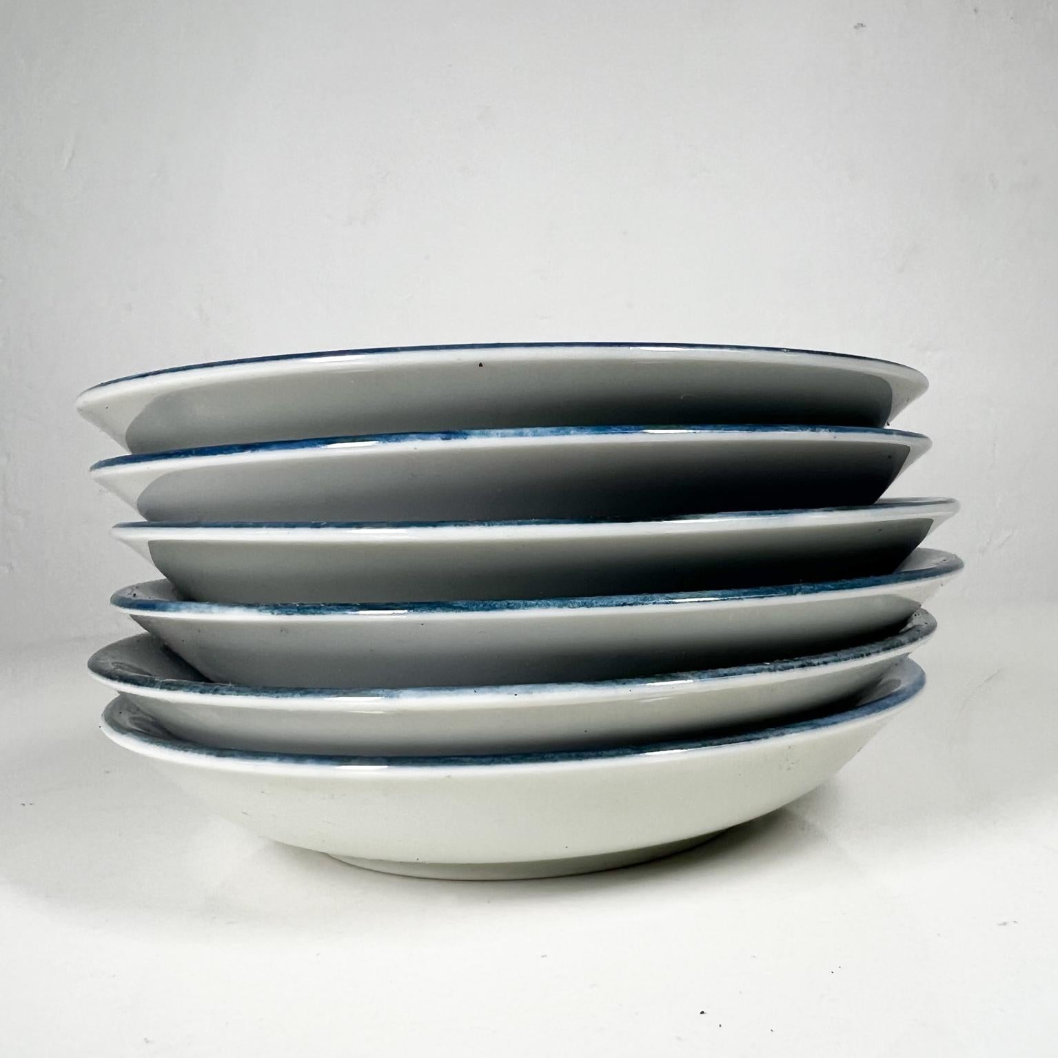 Japanese Set of 6 Snack Plates Modern Blue and White Fish from Japan