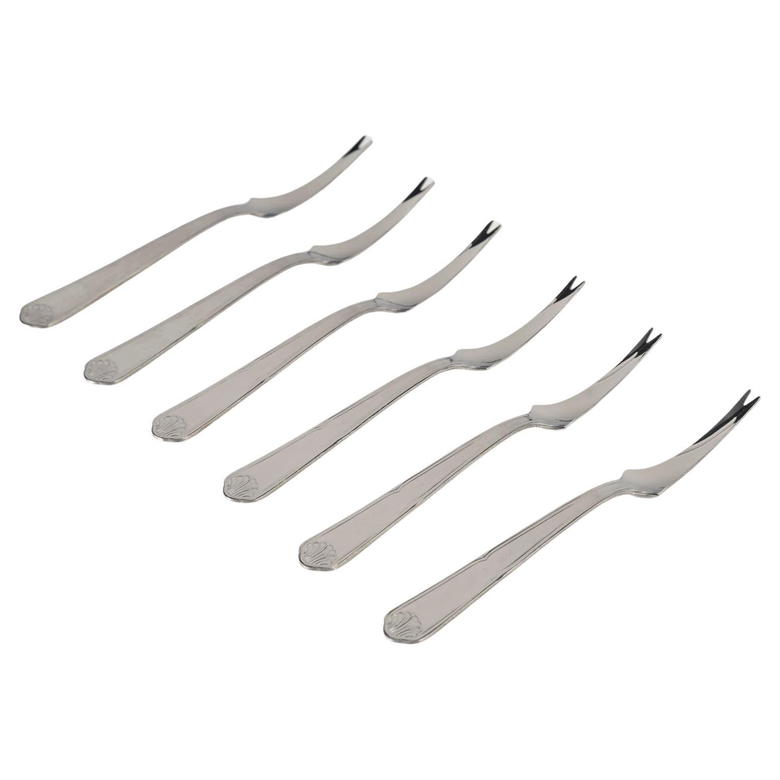 Set of 6 Snail Forks, 20th Century.