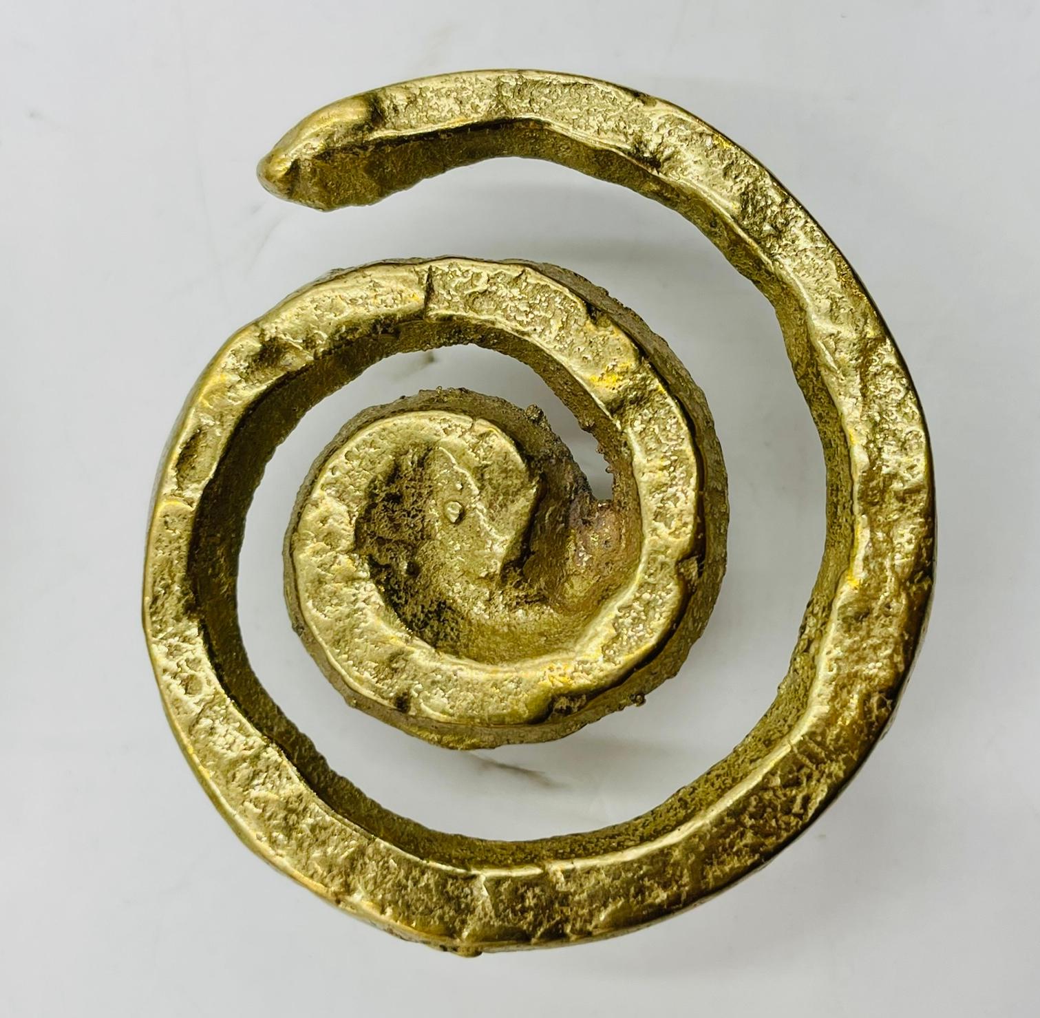 Set of 6 Solid Brass Cabinet Pulls, Mexico 1950's For Sale 4