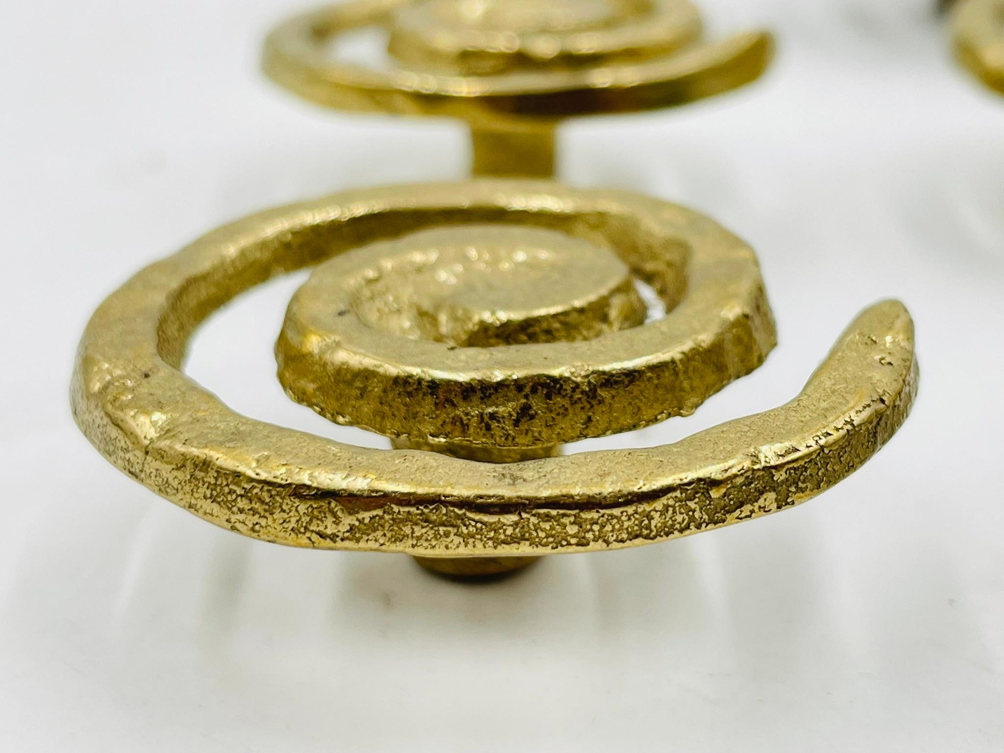 Set of 6 Solid Brass Cabinet Pulls, Mexico 1950's For Sale 6