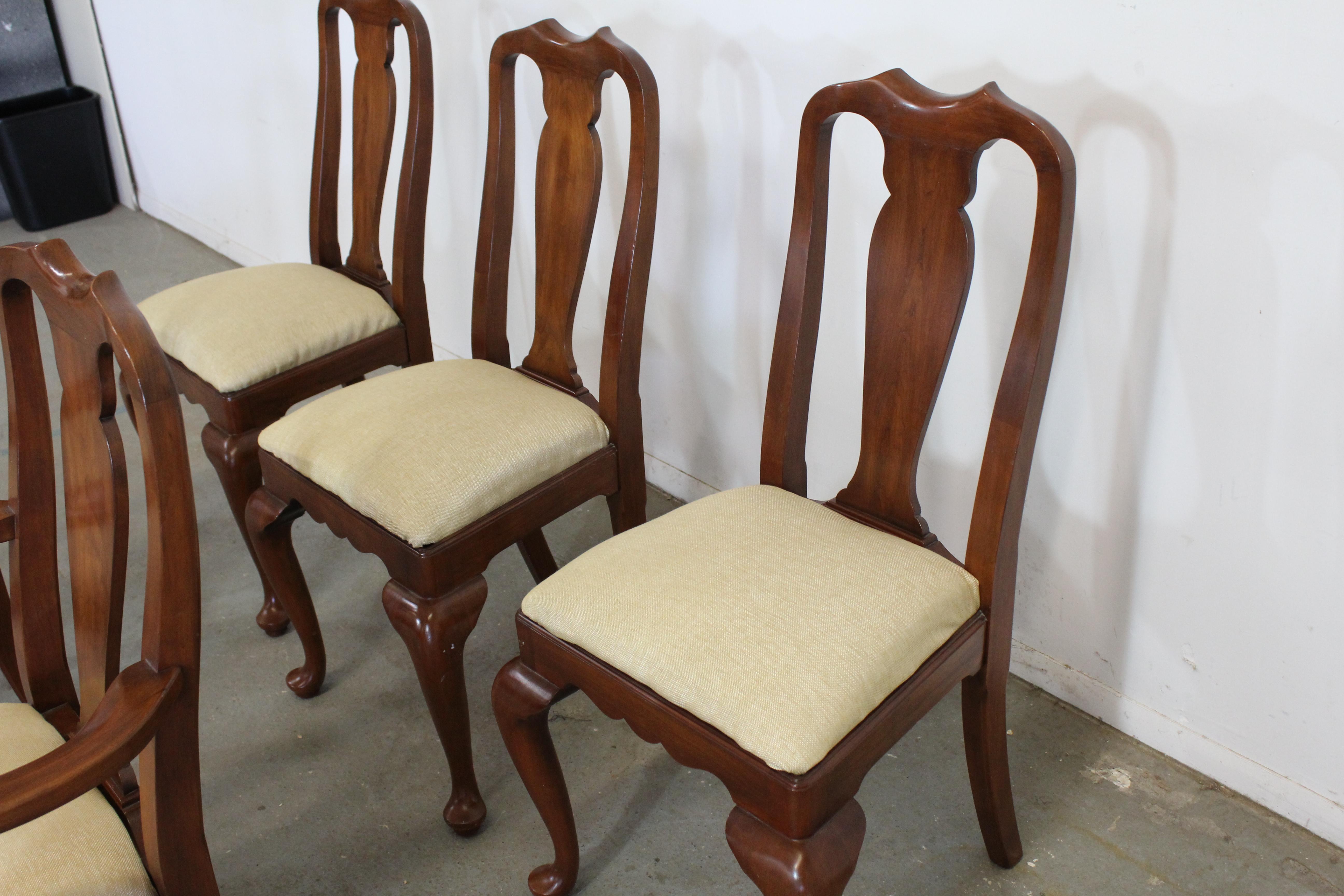 Set of 6 Solid Cherry Henkle Harris Queen Anne Dining Chairs at 1stDibs