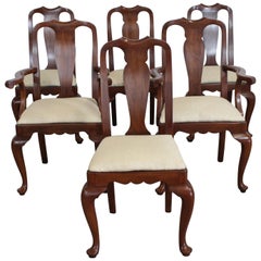 Satz von 6 Massivholzstühlen aus Kirsche Henkle Harris Queen Anne Dining Chairs
