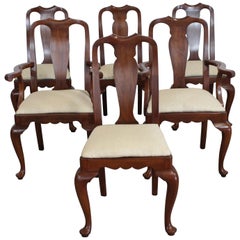 Set of 6 Solid Cherry Henkle Harris Queen Anne Dining Chairs