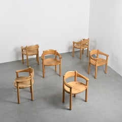 Set di 6 sedie in pino massiccio di Rainer Daumiller, Danimarca, circa 1970