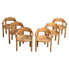 Set di 6 sedie in pino massiccio di Rainer Daumiller, Danimarca, circa 1970