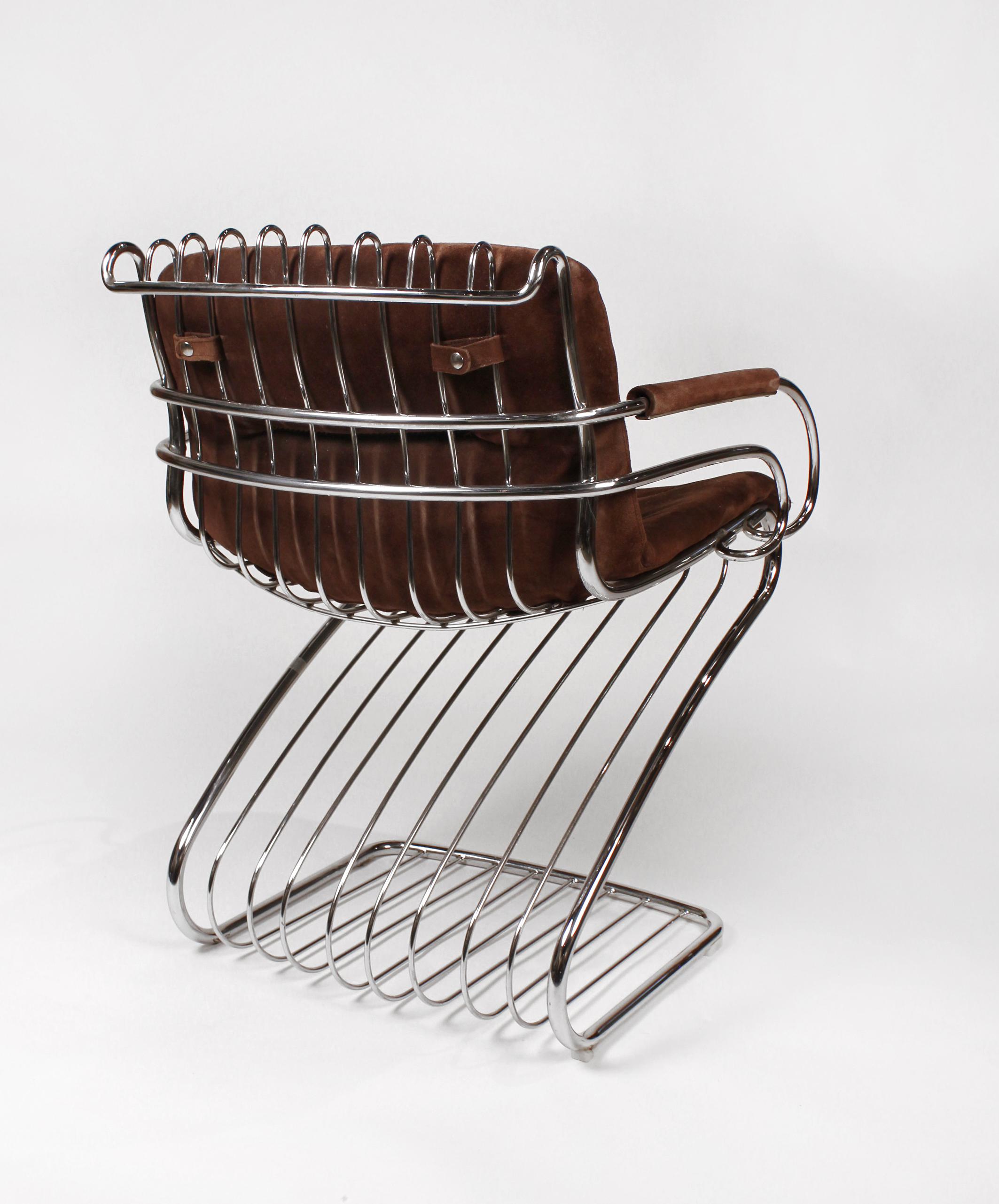 Mid-Century Modern Set of 6 Solid Steel Gastone Rinaldi Italian Modernist Dining Chairs for Rima
