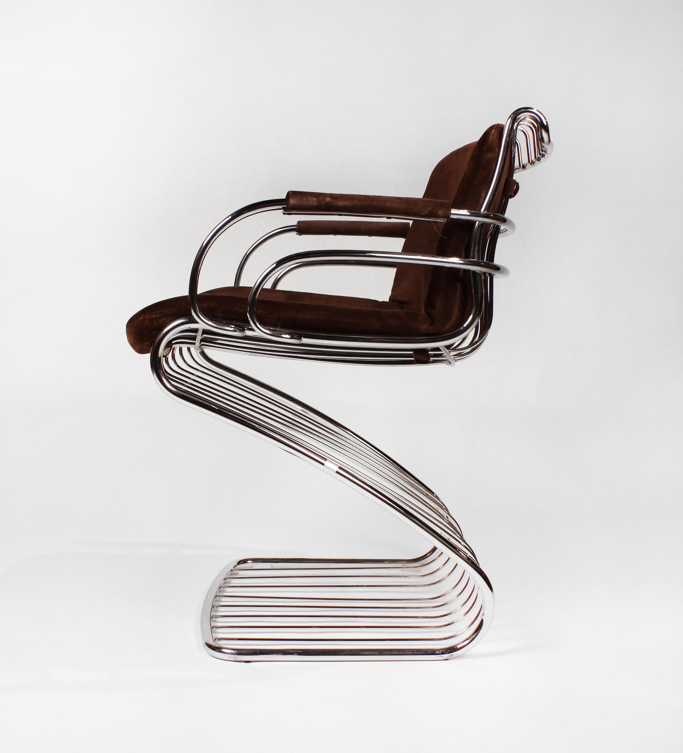 American Set of 6 Solid Steel Gastone Rinaldi Italian Modernist Dining Chairs for Rima