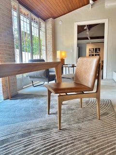 Set of 6 solid wood "Oscar" chairs with natural leather fabric