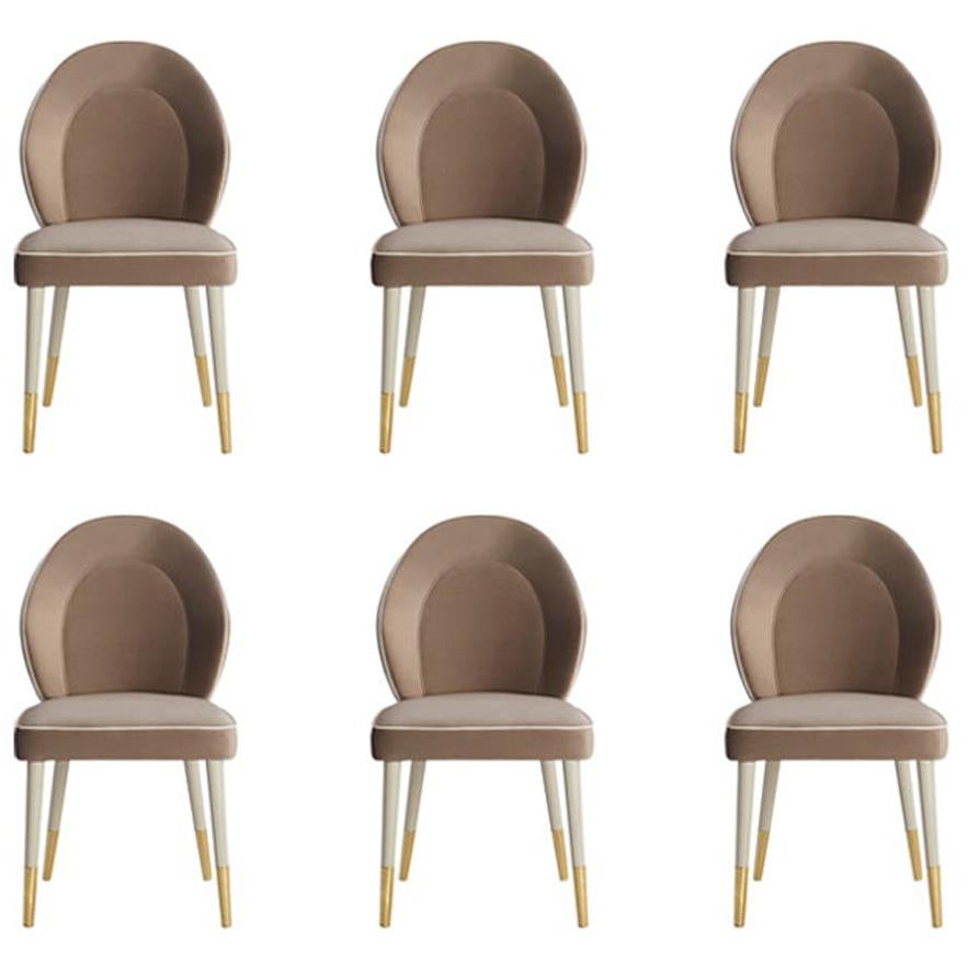 Set of 6 Sophia Dining Chair with Beautiful Back Details and Brushed Brass Tips