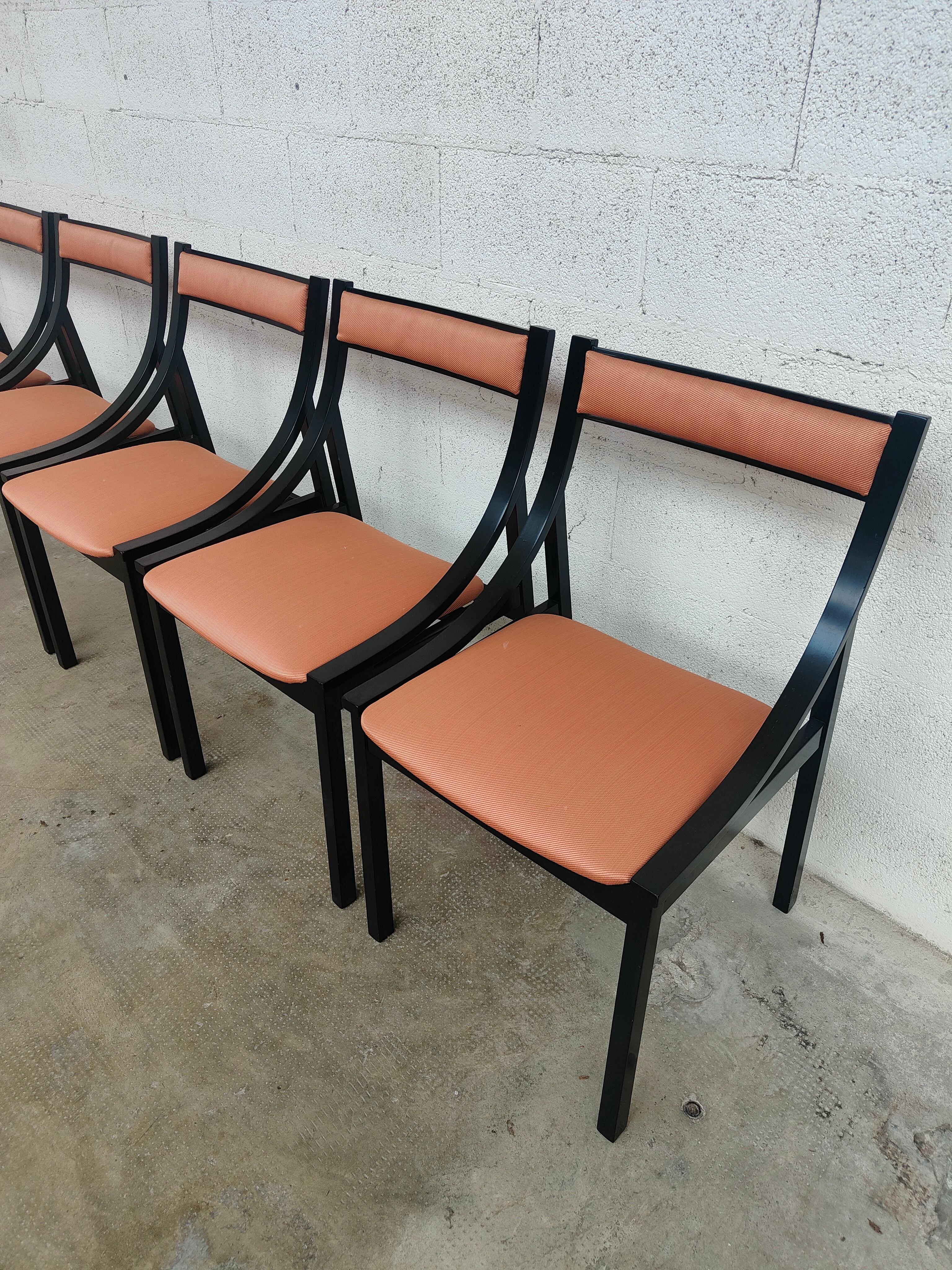 Italian Set of 6 Sormani Chairs Designed by Carlo de Carli