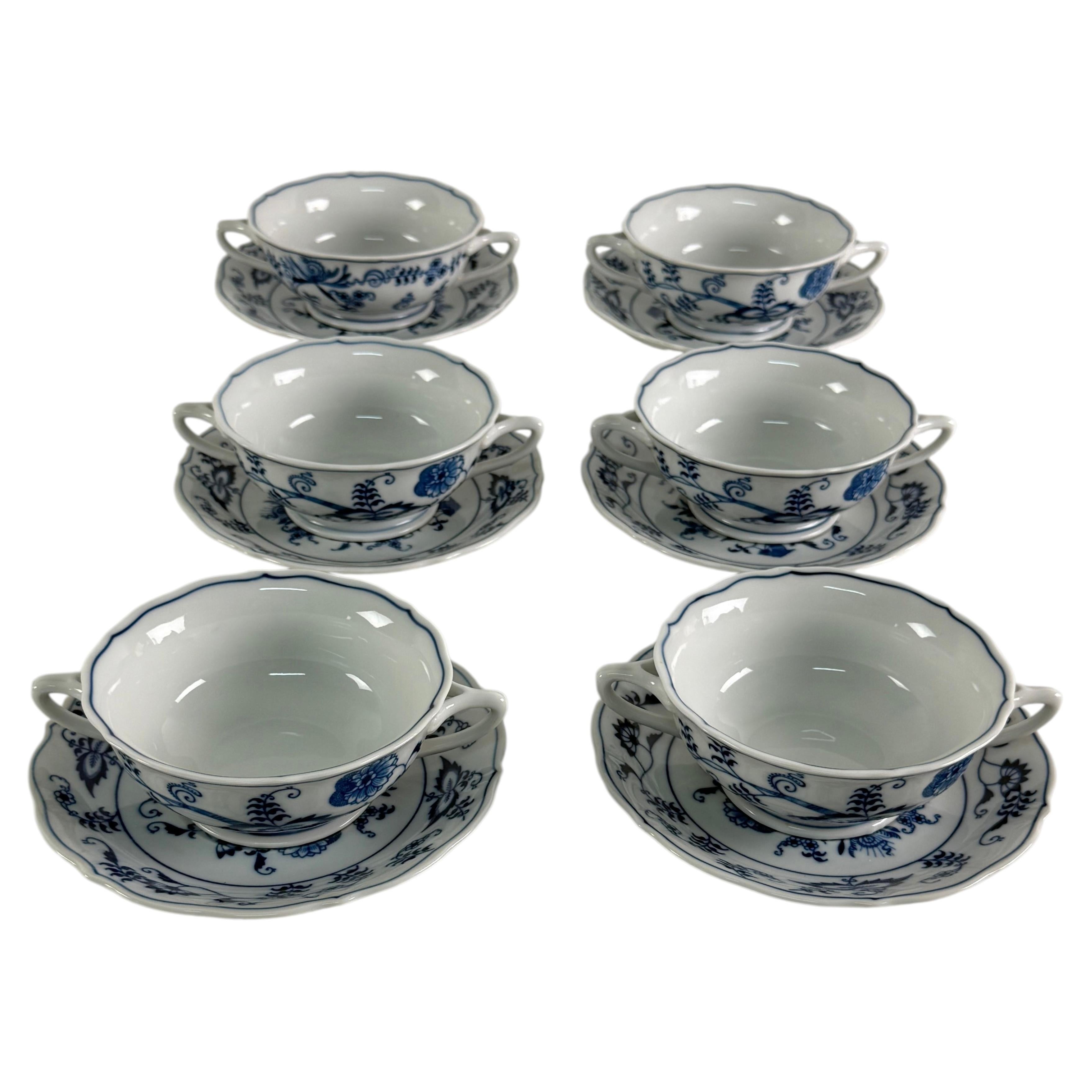 Set of 6 Soup Cups and Saucers, Japan, 1950s For Sale