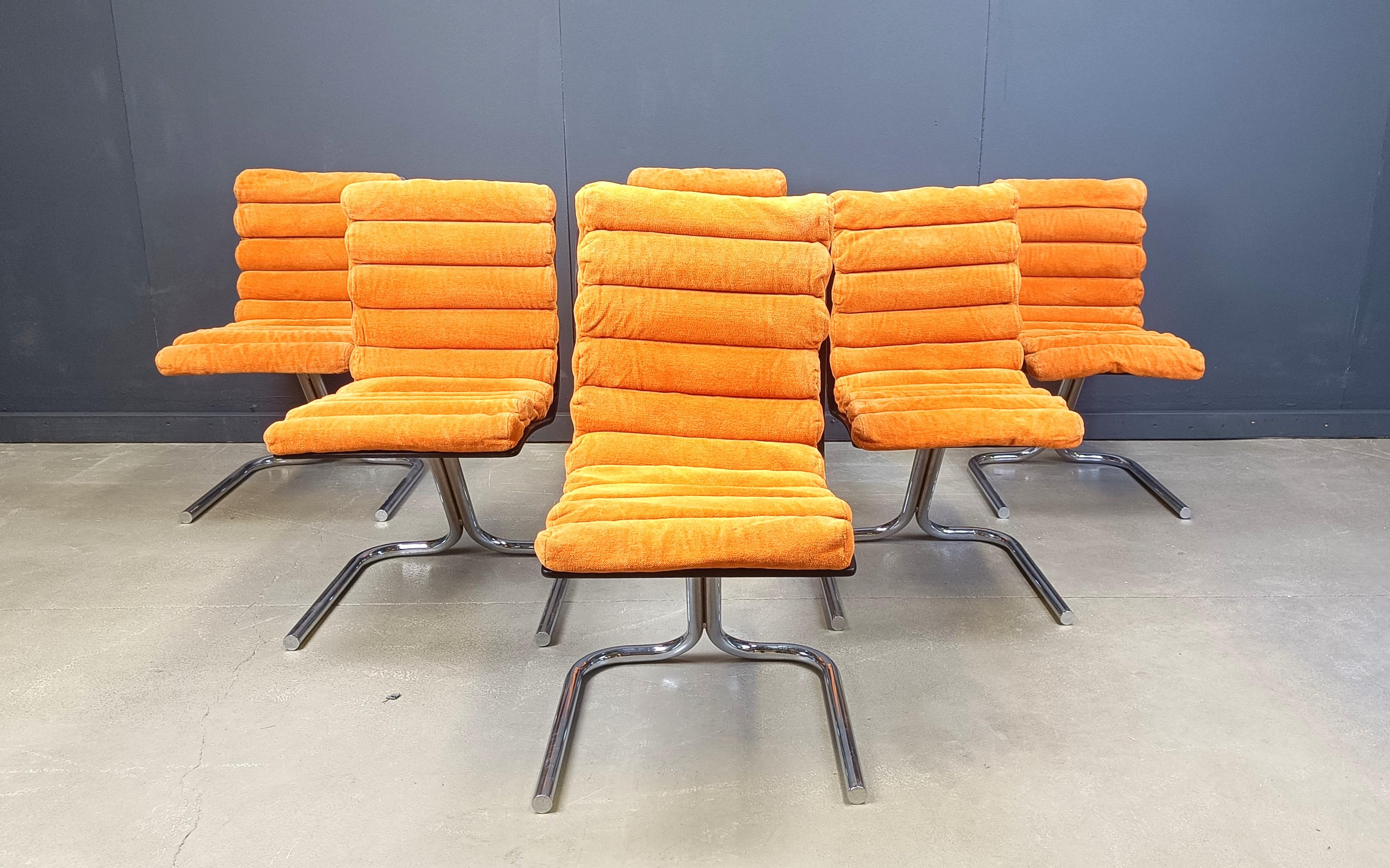 Belgian Set of 6 space age dining chairs, 1970s