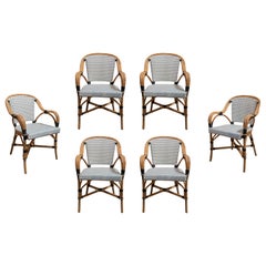 Set of 6 Spanish Modern Bamboo 
2-Tone Woven Fiber Chairs