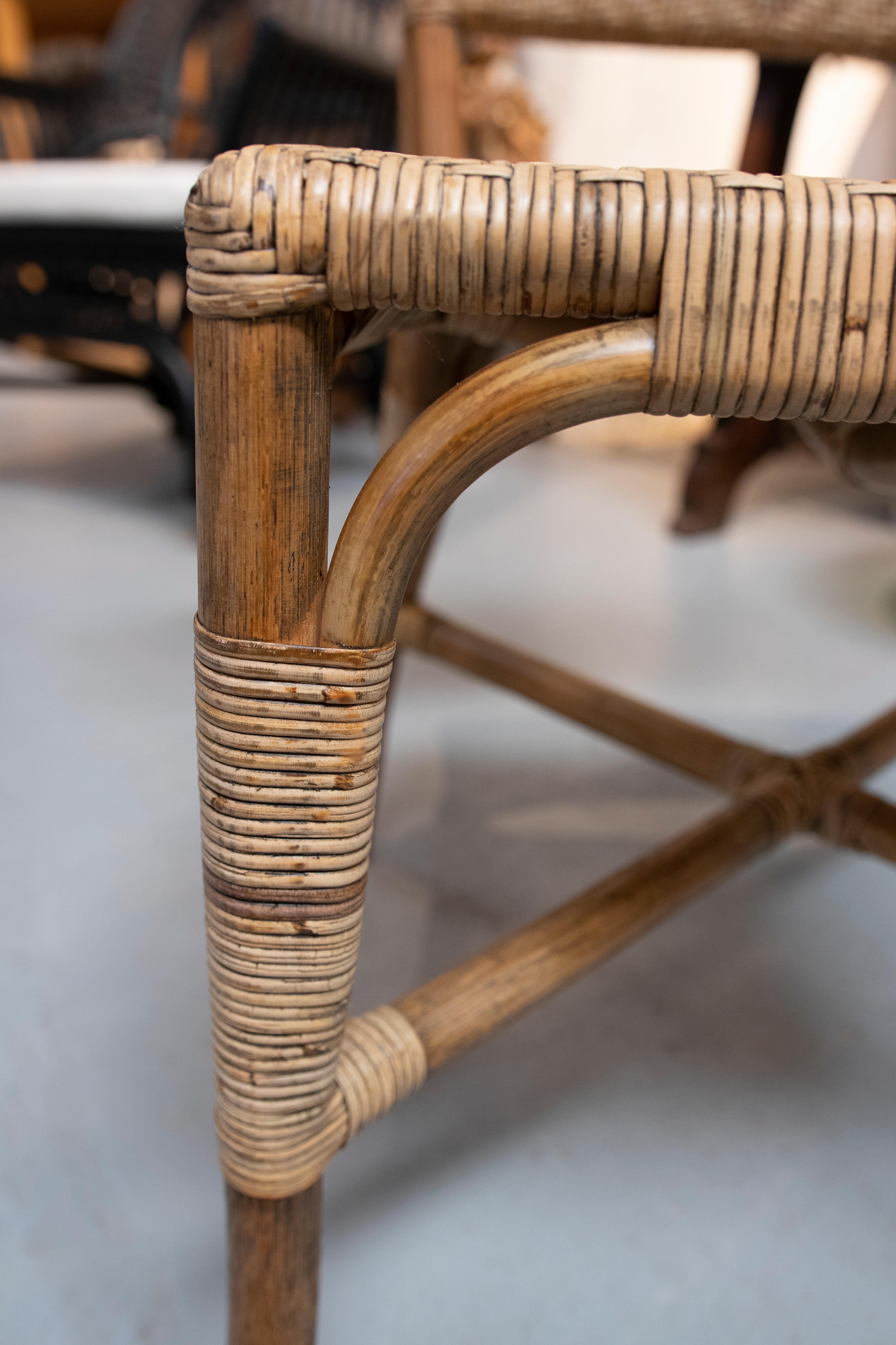 Ensemble de 6 chaises modernes espagnoles en bambou et osier tissé à la main en vente 6