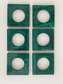 Juego de 6 servilleteros cuadrados de malaquita de Marcela Cure