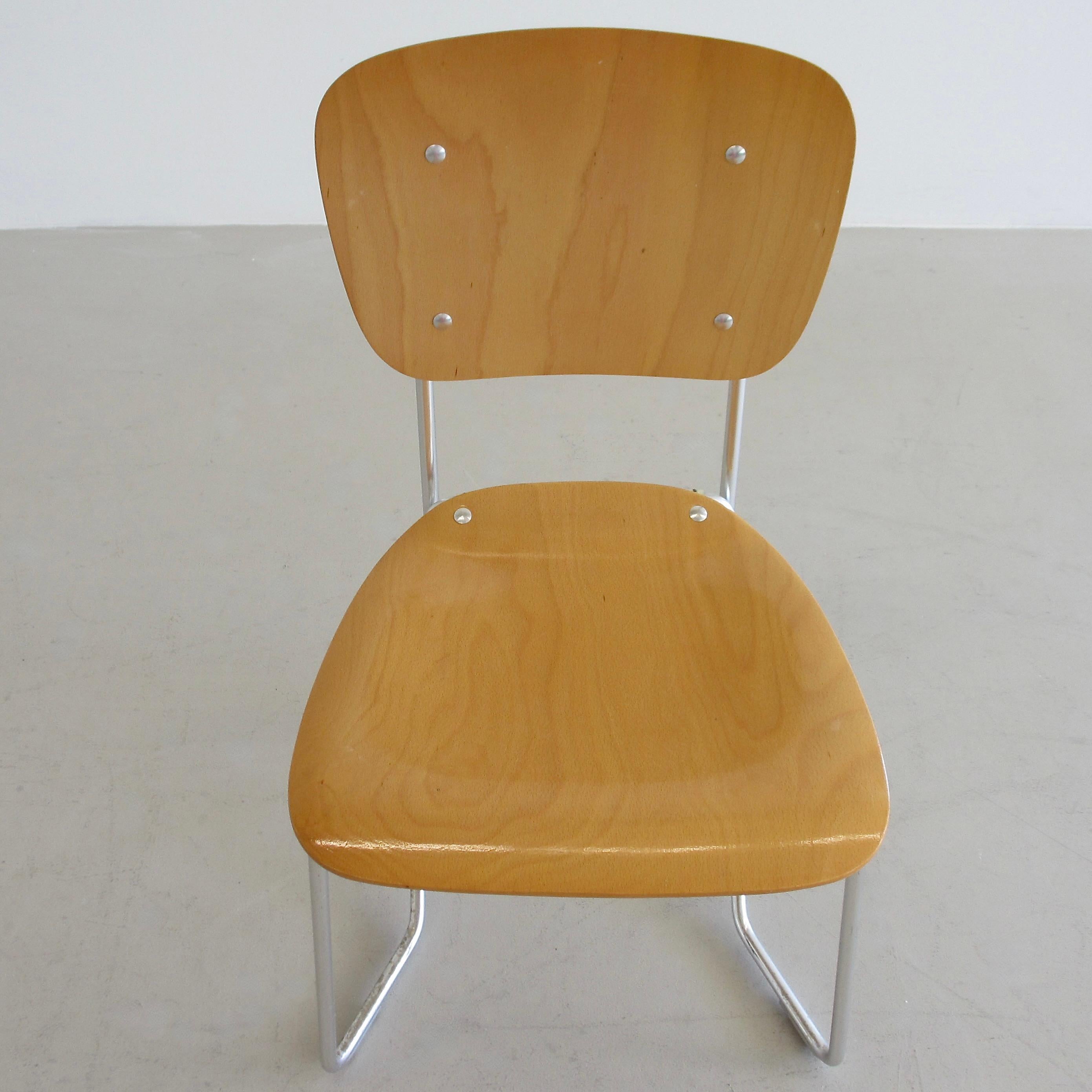 Swiss Set of 6 stackable ALUFLEX Chairs by Armin WIRTH, 1960's