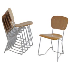 Set of 6 stackable ALUFLEX Chairs by Armin WIRTZH, 1960's