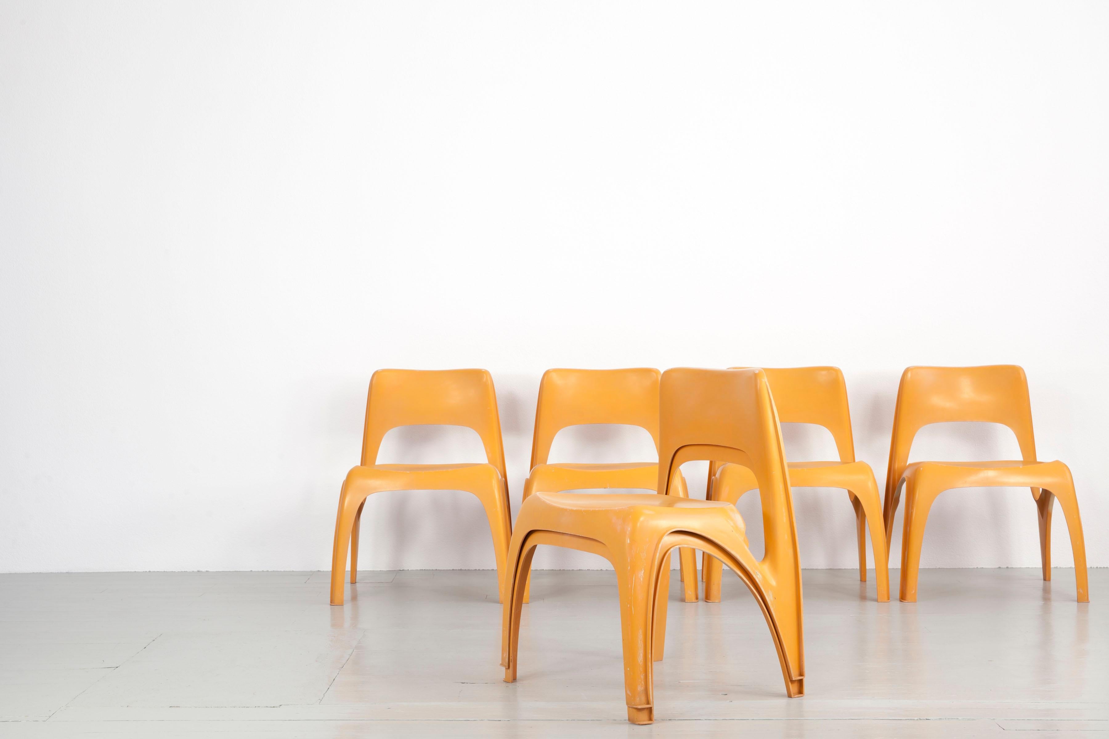 Set of 6 Stackable Chairs, Design by Preben Fabricius, by Interplast, Germany For Sale 5