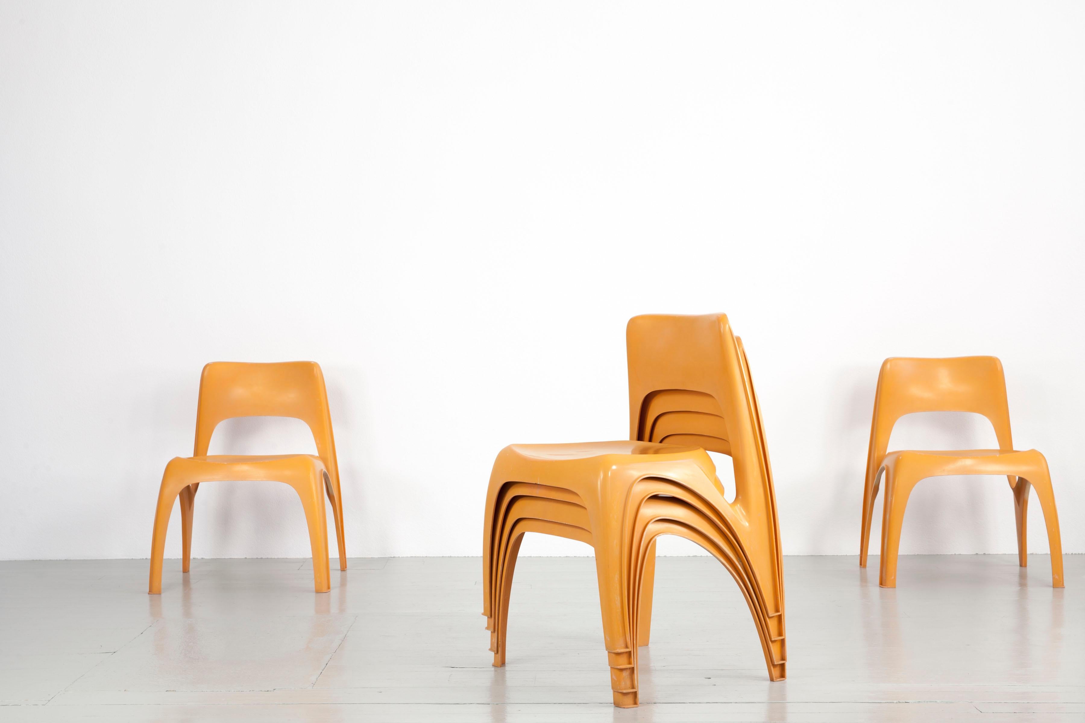 Ensemble de 6 chaises empilables, design de Preben Fabricius, par Interplast, Allemagne en vente 6