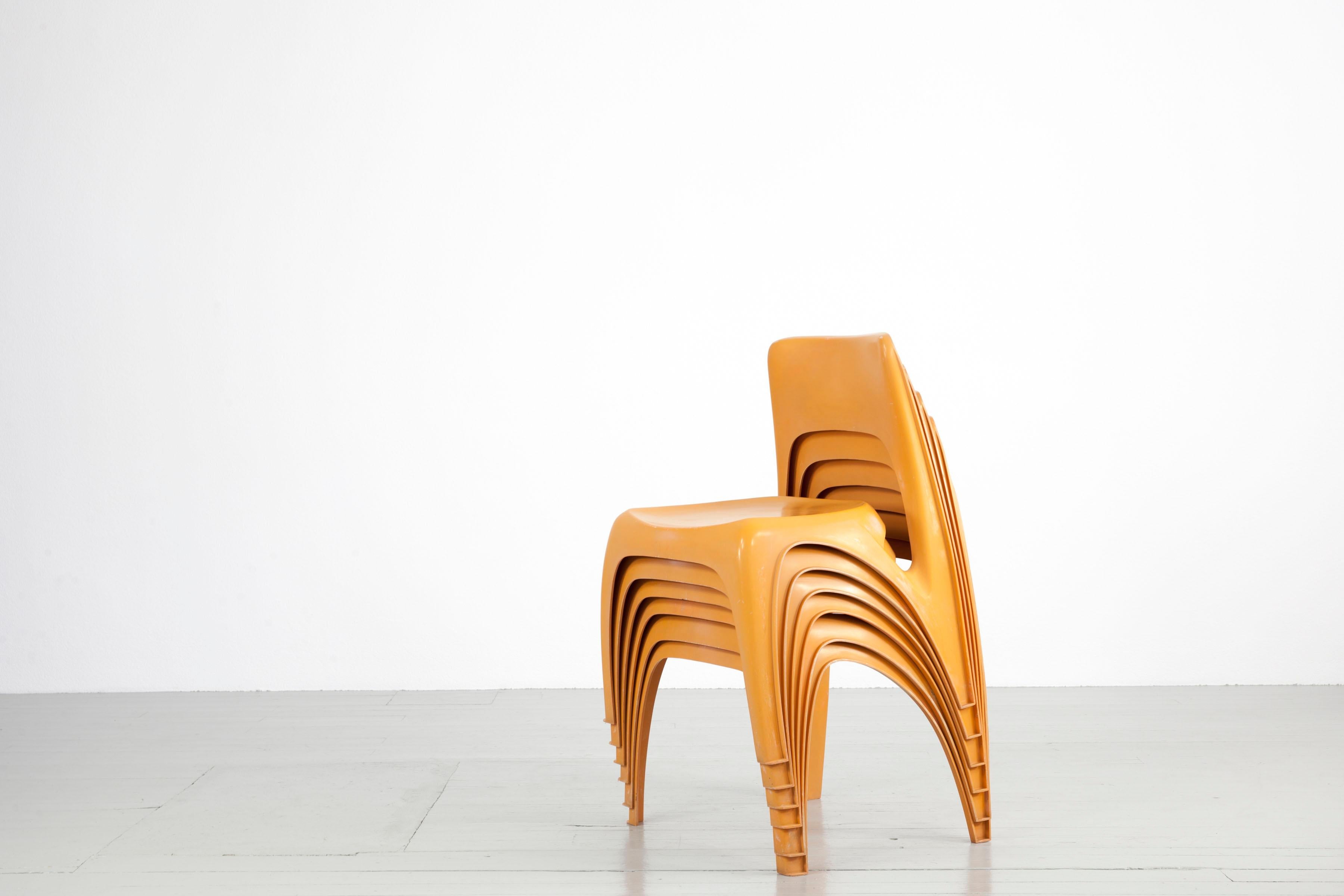 Ensemble de 6 chaises empilables, design de Preben Fabricius, par Interplast, Allemagne en vente 7