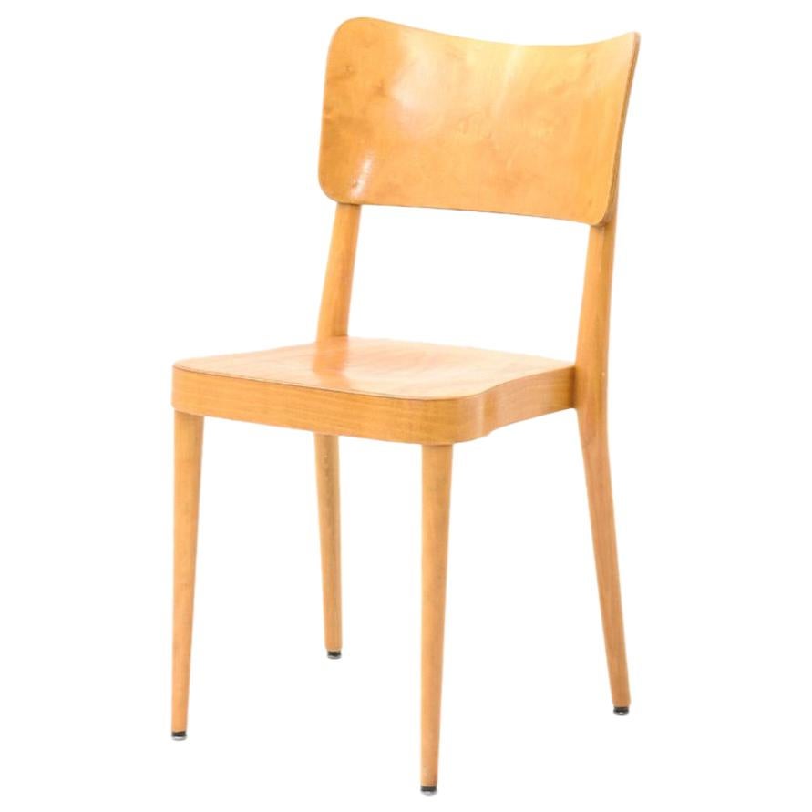 Set of 6 Stackable Dining Chairs Beech and Plywood Swiss Production 1960s For Sale