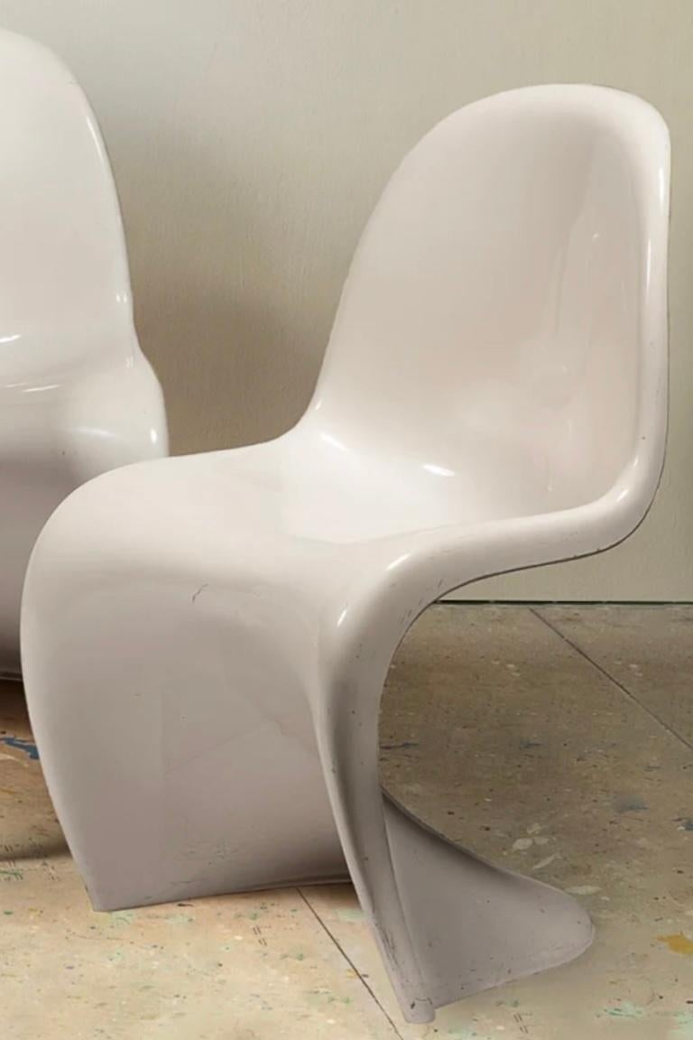 Set di 6 sedie Panton impilabili in ABS modellato e laccato bianco In condizioni buone in vendita a London, GB