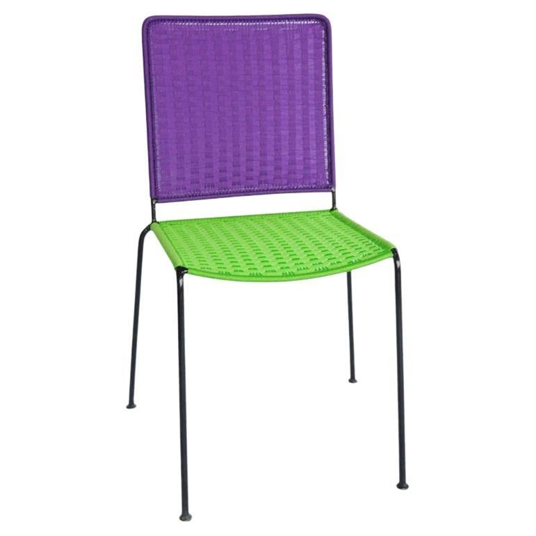 Set of 6 Stackable Woven Chairs For Sale