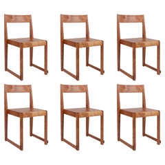 Set of 6 Stacking Dining Chairs 'Chair 01' by FRAMA, Warm Brown Birch