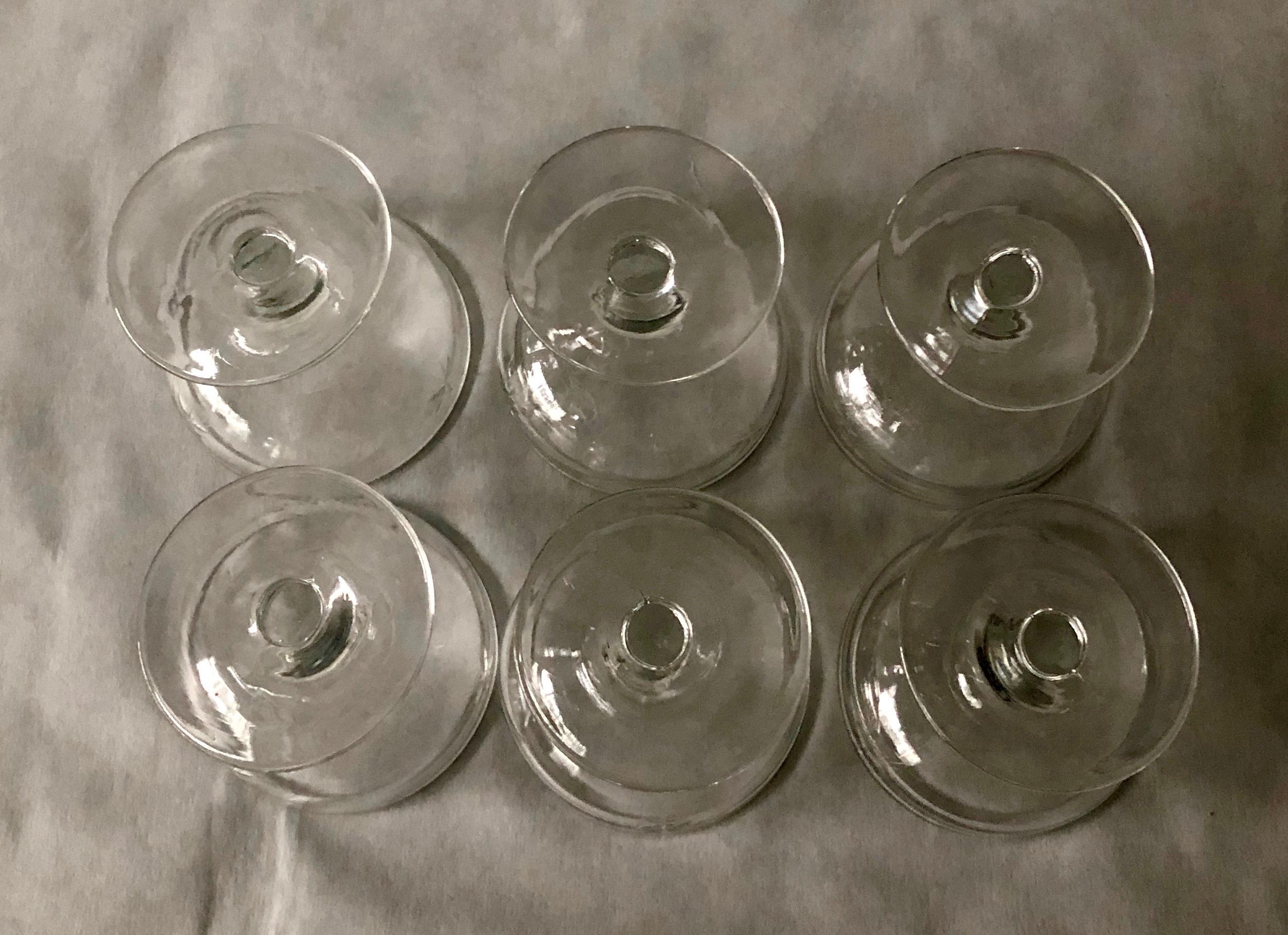 Set of 6 Starburst Etched Glass Champagne Coupe Glasses For Sale 2