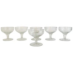 Vintage Set of 6 Starburst Etched Glass Champagne Coupe Glasses