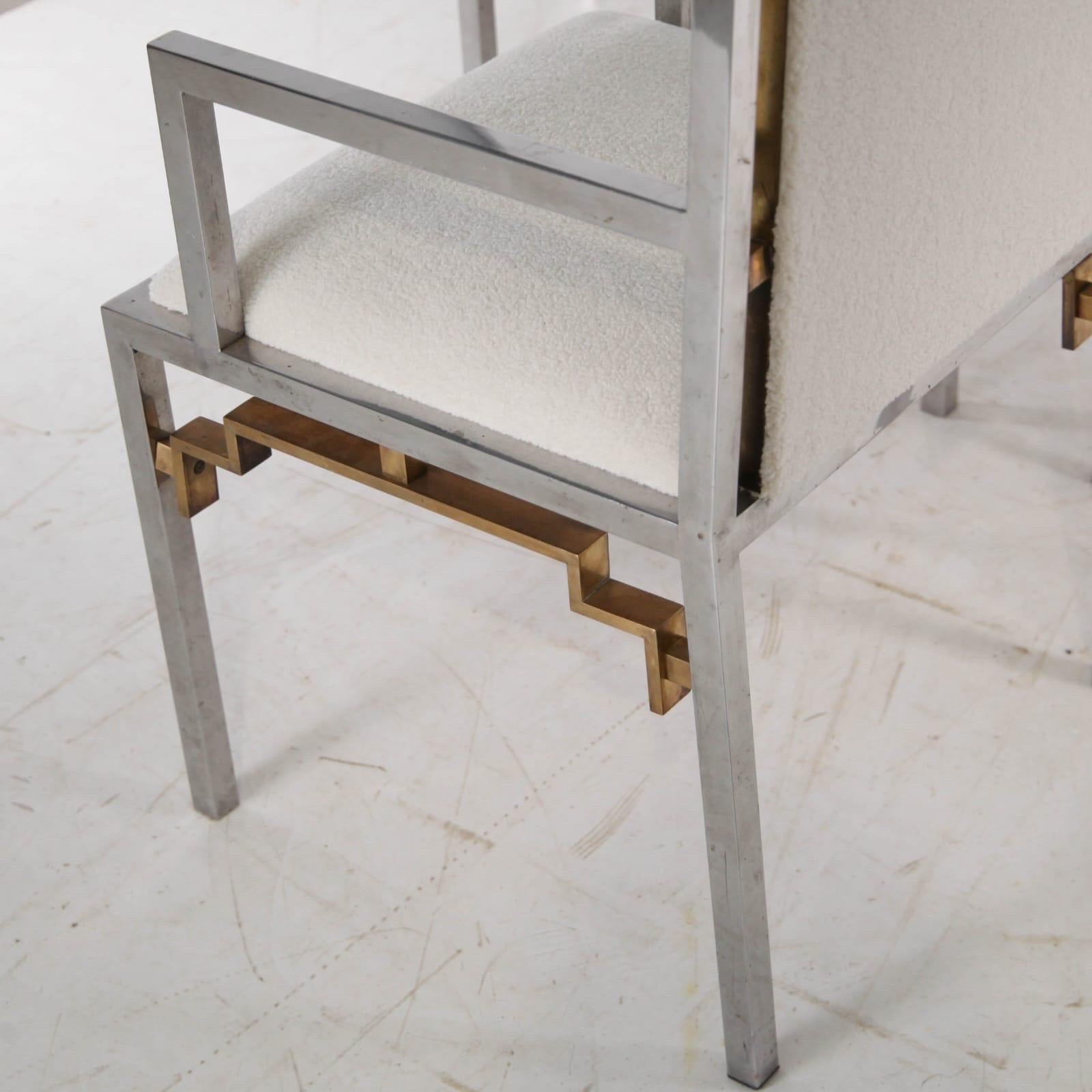 Conjunto de 6 sillones de acero y latón en Bueno estado para la venta en Isle Sur Sorgue, FR