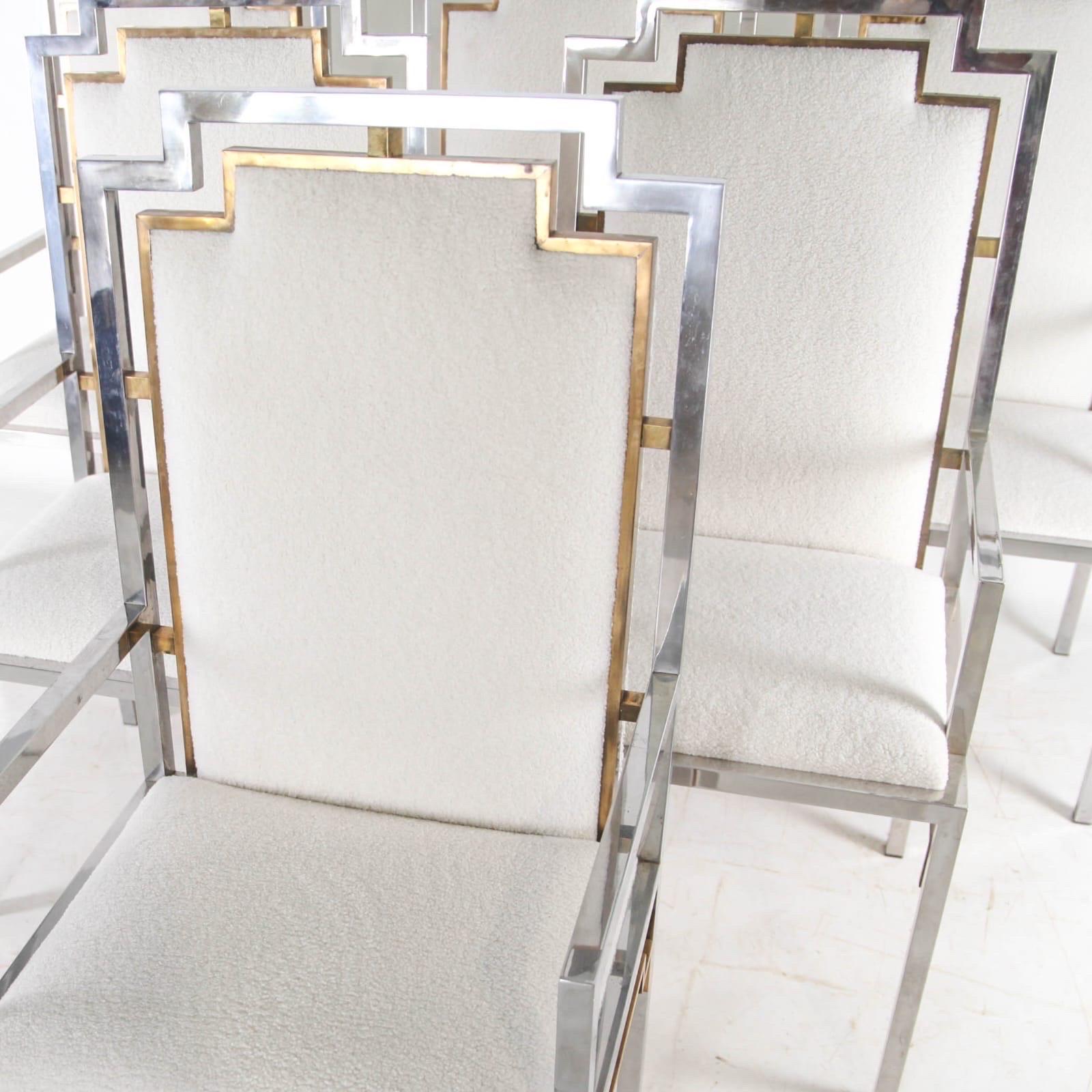 Conjunto de 6 sillones de acero y latón en venta 1