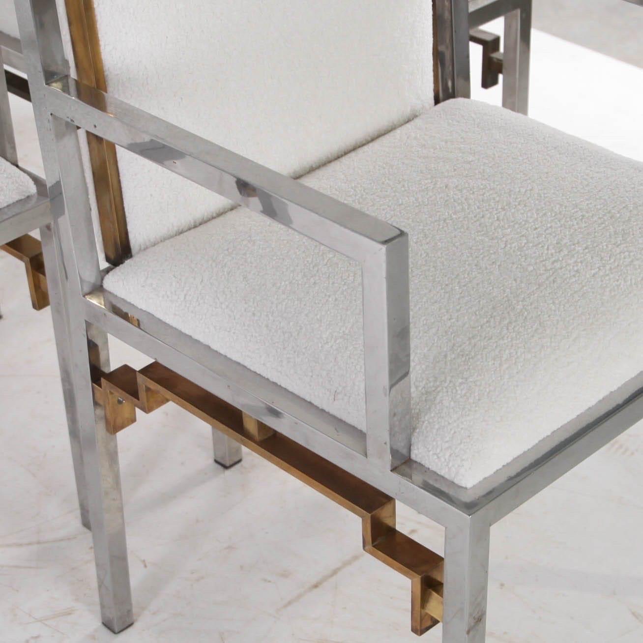 Conjunto de 6 sillones de acero y latón en venta 3