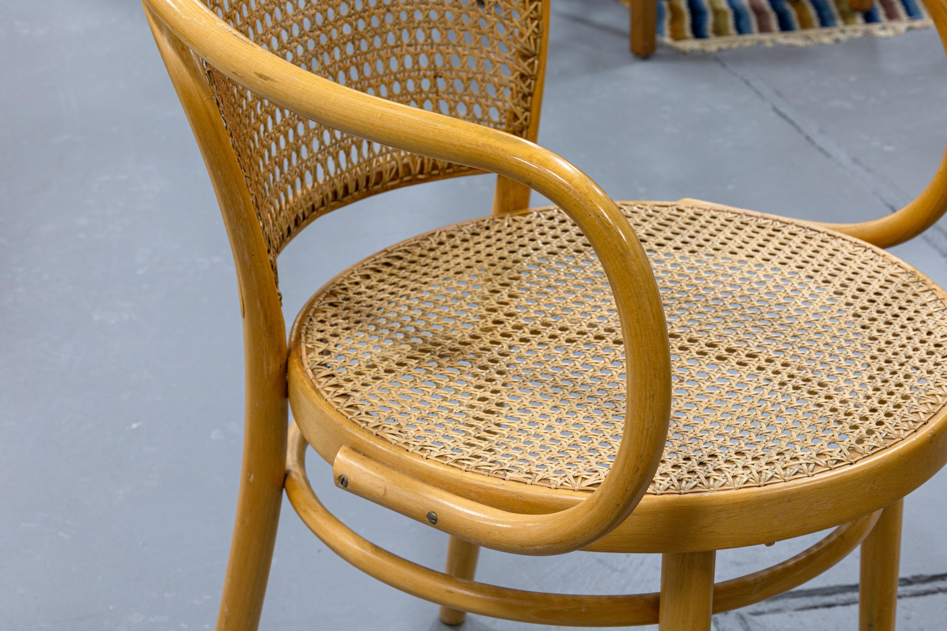 Set of 6 Stendig Beechwood and Rattan Mid Century Modern Armchair Dining Chairs For Sale 4