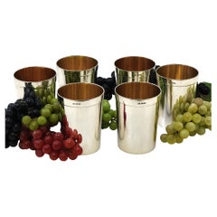 Vintage Set of 6 Sterling Silver Beakers / Cups London, England 1987