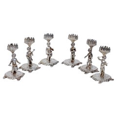 Set di 6 portabiglietti da visita per compleanno in argento 925 con banda musicale in miniatura