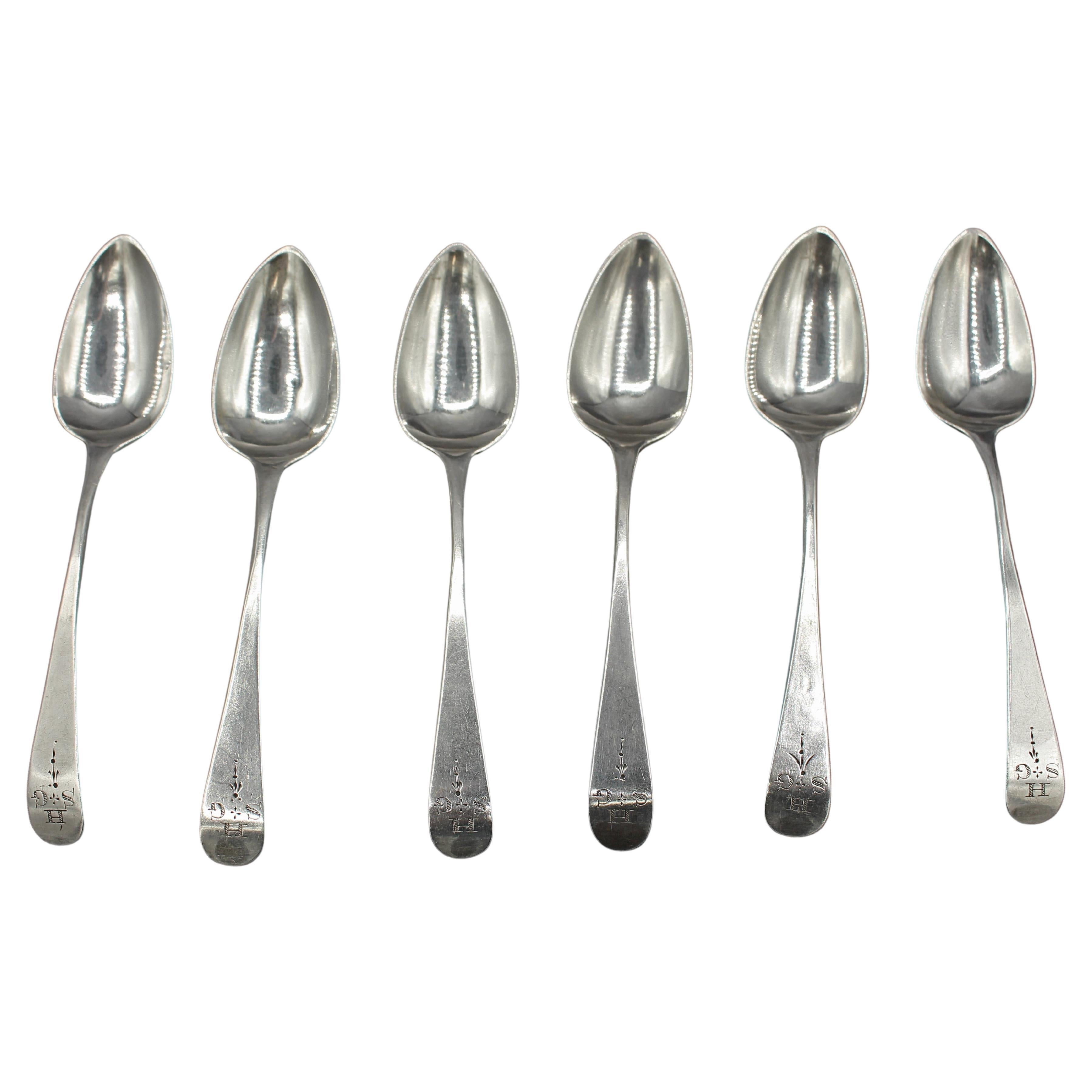 Set of 6 Sterling Silver Coffee Spoons by Peter, Ann & William Bateman For Sale