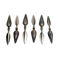Set of 6 Sterling Silver Corn Cob Holders (B)