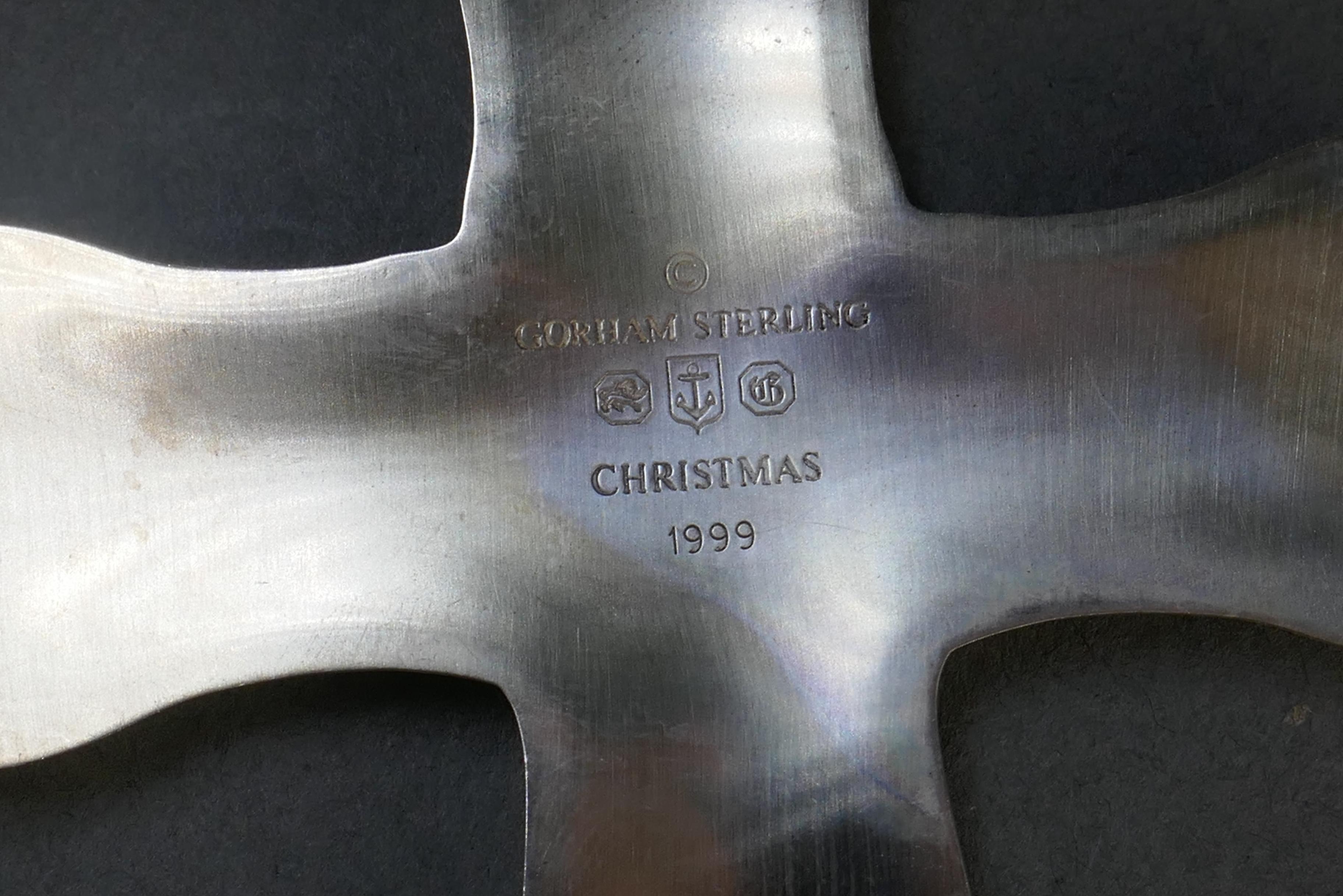 Set of 6 Sterling Silver Gorham Wallace Towle Christmas Cross Tree Ornaments For Sale 2
