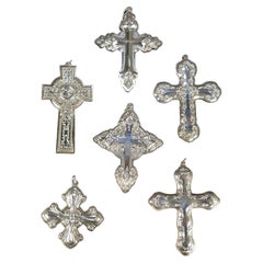 Set of 6 Sterling Silver Gorham Wallace Towle Christmas Cross Tree Ornaments