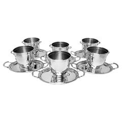 Set of 6 Sterling Silver Ice Buckets & Trays Birminghm, England 2002