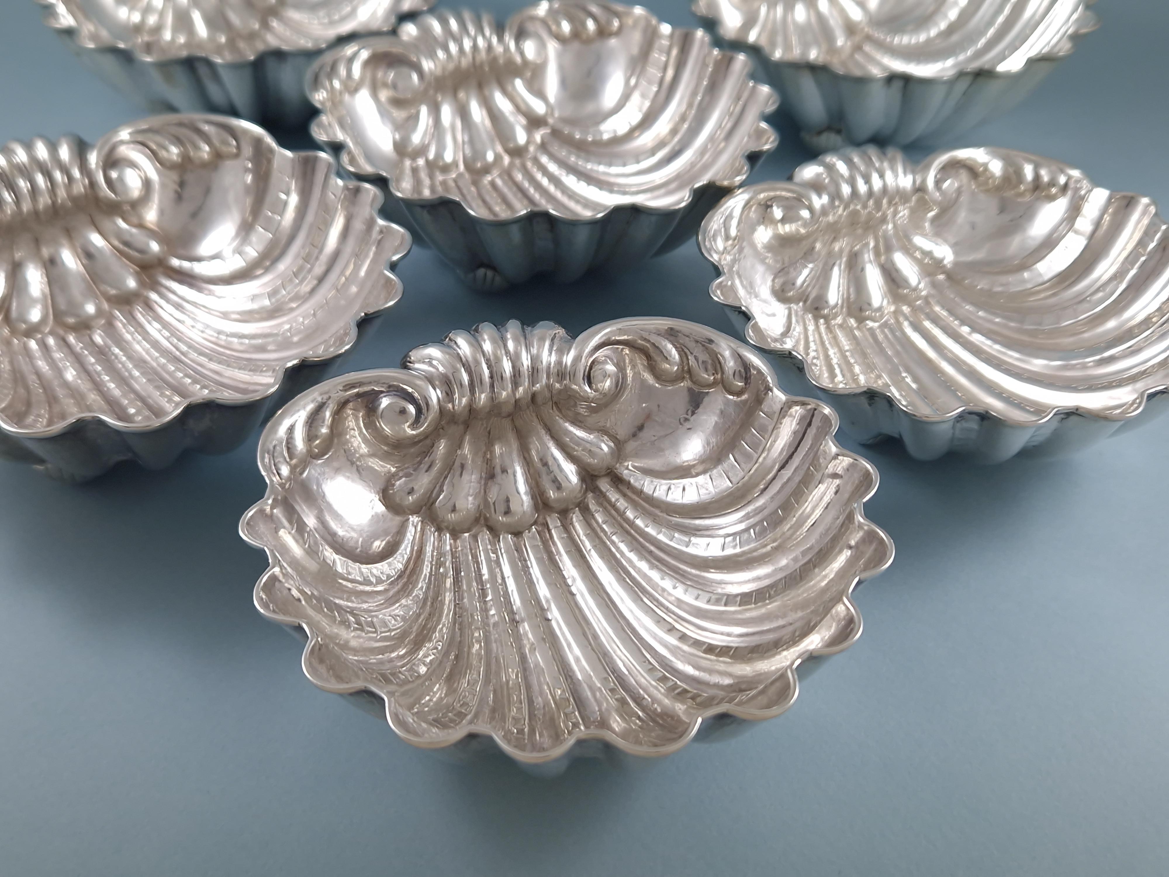 Set of 6 Sterling Silver shell cups bowls In Excellent Condition In Saint-Ouen, FR